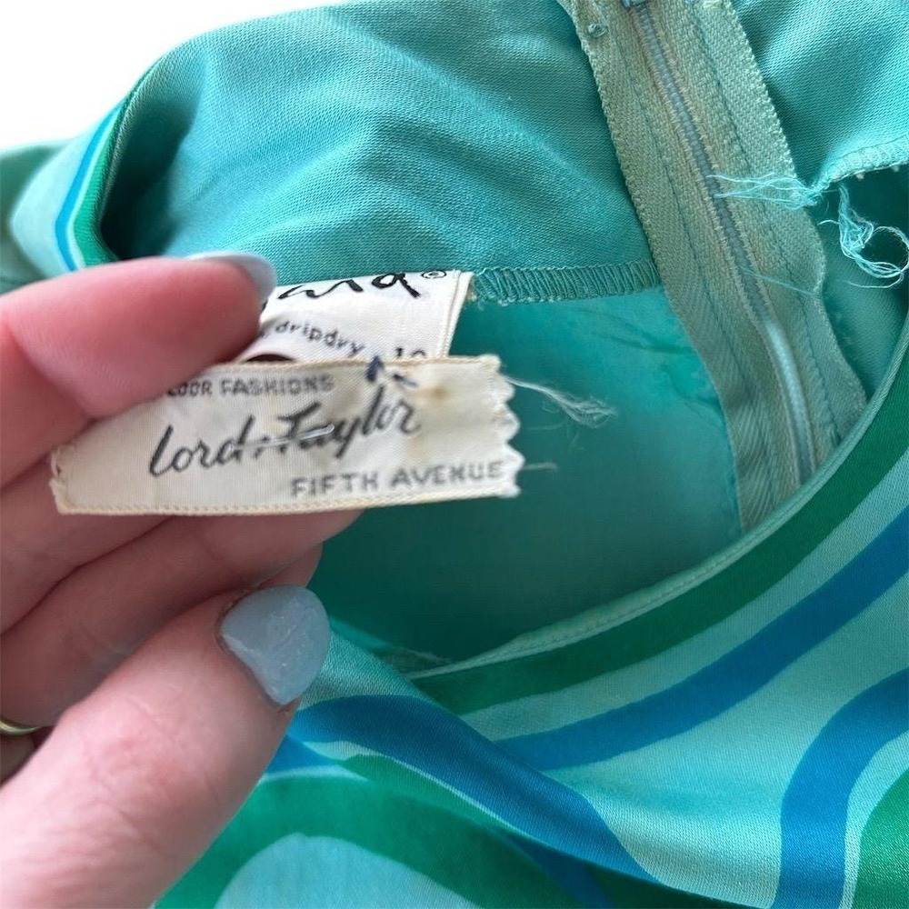 1960s Vera Neumann Dress Mod Psychedelic Floral Aqua Shift 10 for Lord & Taylor - Picture 13 of 16